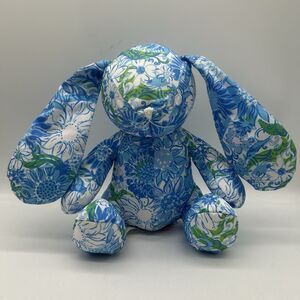 Lilly Pulitzer Bunny Plush Zanzibar Frenchie Blue Suns Out Rabbit GWP EUC